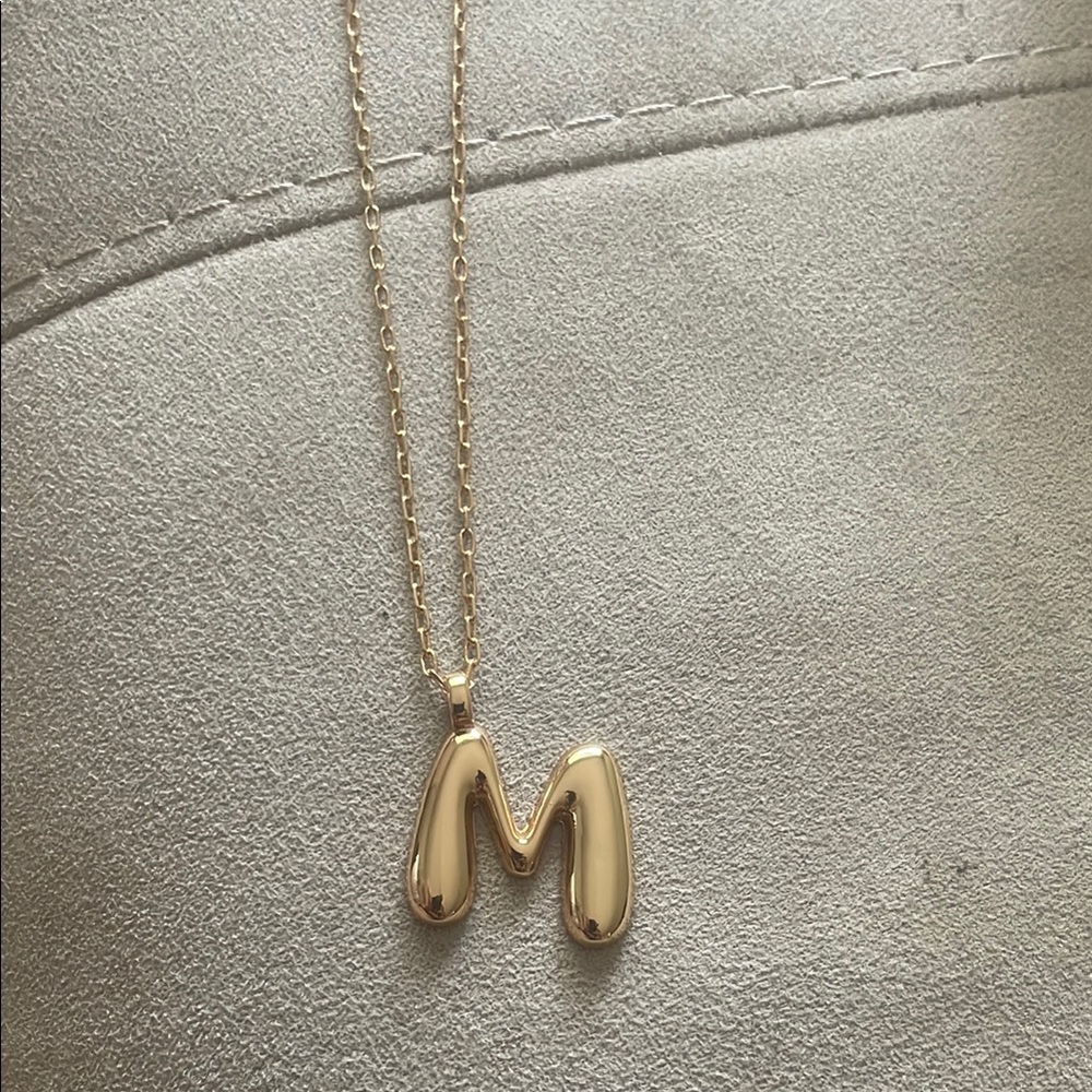 Gold Initial 'M' Pendant Necklace